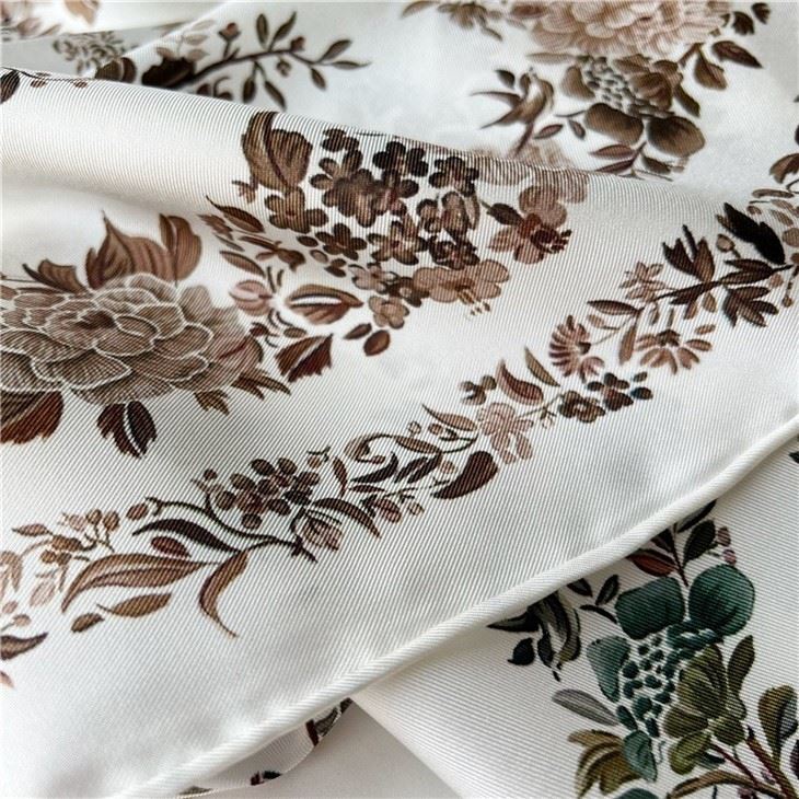 90X90cm Silk Twill Double Sided Printed Pure Silk Scarf