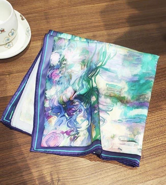 Custom Monet Style Printed Silk Scarf Spring And Fall